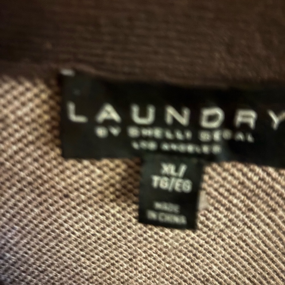 Laundry by Shelli Segal Chocolate Brown and Pink & White Cardigan SzXL